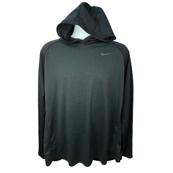 Nike men’s Dri-Fit Long Sleeve Shirt With Hood- Black Size XL - Picture 1 of 8